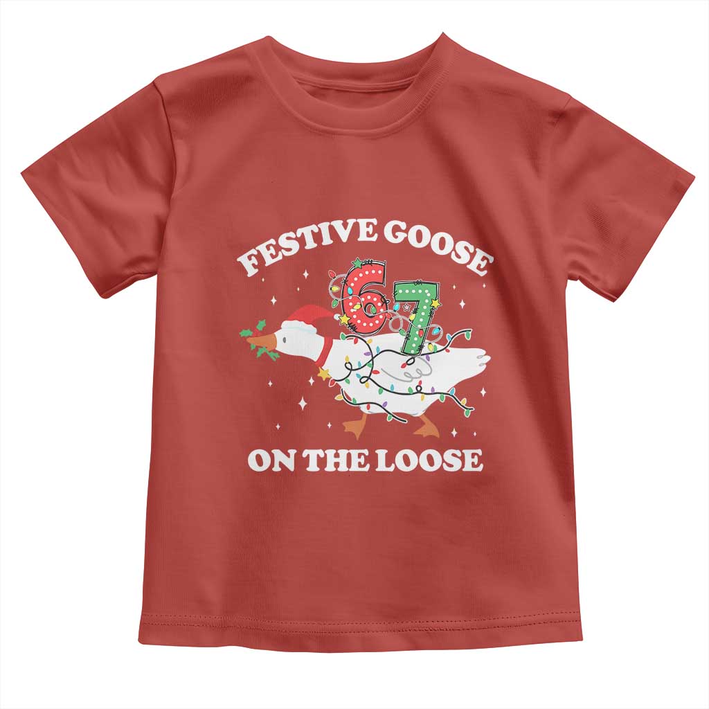 Funny Goose 67 Christmas Toddler T Shirt Festive Goose On The Loose Six Seven Meme - Wonder Print Shop