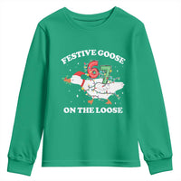 Funny Goose 67 Christmas Youth Sweatshirt Festive Goose On The Loose Six Seven Meme - Wonder Print Shop