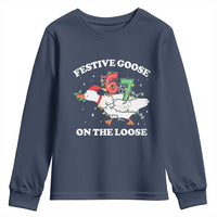 Funny Goose 67 Christmas Youth Sweatshirt Festive Goose On The Loose Six Seven Meme - Wonder Print Shop