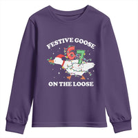 Funny Goose 67 Christmas Youth Sweatshirt Festive Goose On The Loose Six Seven Meme - Wonder Print Shop