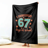 I Survived 67 Days Of School Throw Blanket Six Seven Meme Student Teacher Faux Glitter - Wonder Print Shop