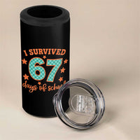 I Survived 67 Days Of School 4 in 1 Can Cooler Tumbler Six Seven Meme Student Teacher Faux Glitter - Wonder Print Shop