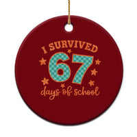 I Survived 67 Days Of School Ceramic Ornament Six Seven Meme Student Teacher Faux Glitter - Wonder Print Shop