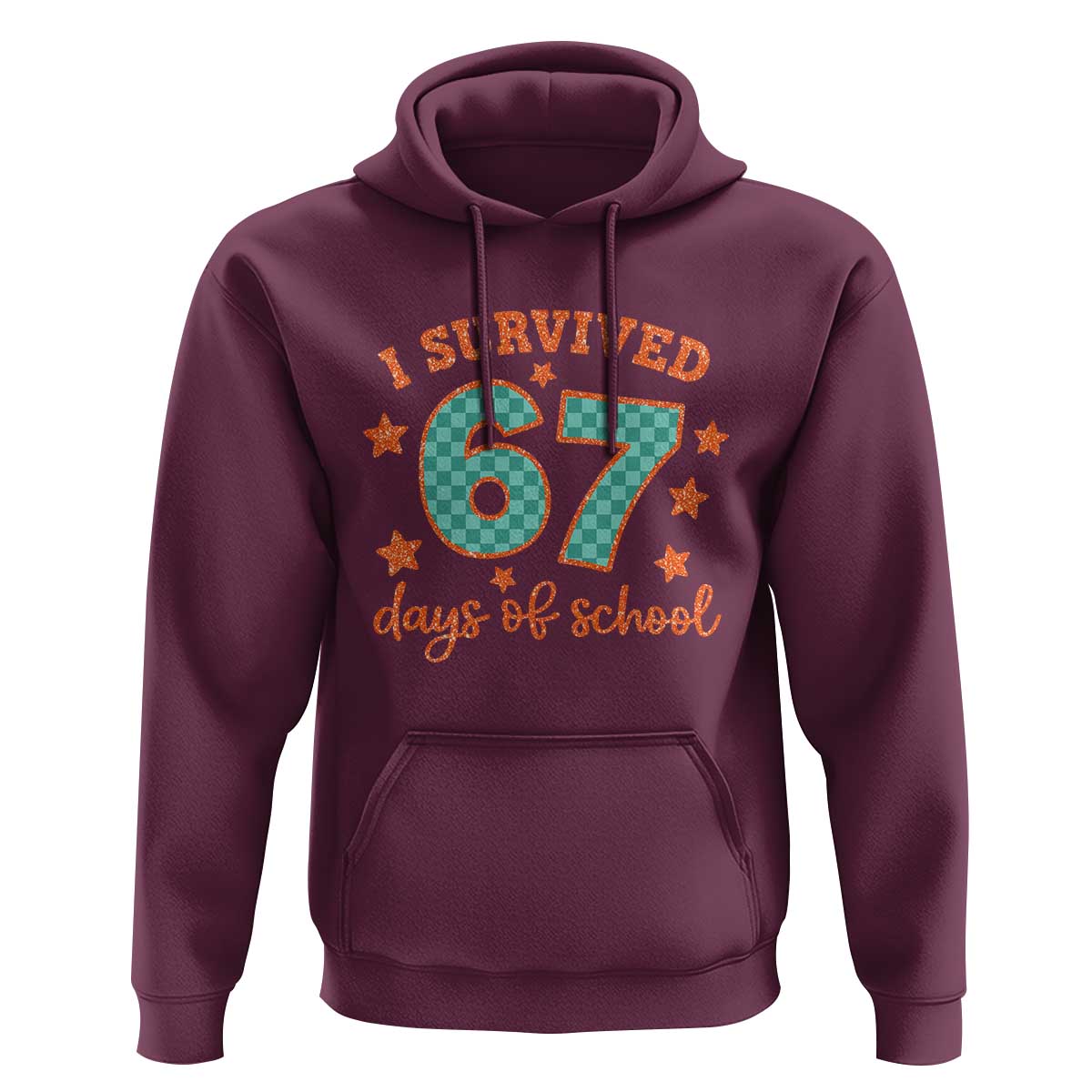 I Survived 67 Days Of School Hoodie Six Seven Meme Student Teacher Faux Glitter - Wonder Print Shop