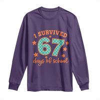 I Survived 67 Days Of School Long Sleeve Shirt Six Seven Meme Student Teacher Faux Glitter - Wonder Print Shop