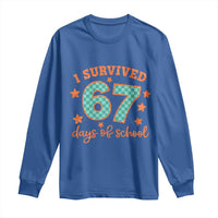 I Survived 67 Days Of School Long Sleeve Shirt Six Seven Meme Student Teacher Faux Glitter - Wonder Print Shop