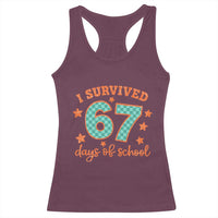 I Survived 67 Days Of School Racerback Tank Top Six Seven Meme Student Teacher Faux Glitter - Wonder Print Shop