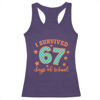 I Survived 67 Days Of School Racerback Tank Top Six Seven Meme Student Teacher Faux Glitter - Wonder Print Shop