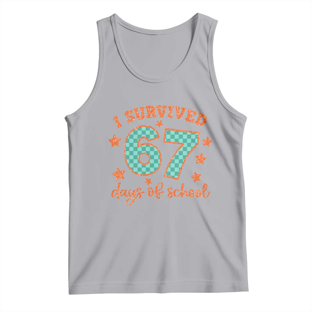 I Survived 67 Days Of School Tank Top Six Seven Meme Student Teacher Faux Glitter - Wonder Print Shop