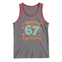 I Survived 67 Days Of School Tank Top Six Seven Meme Student Teacher Faux Glitter - Wonder Print Shop