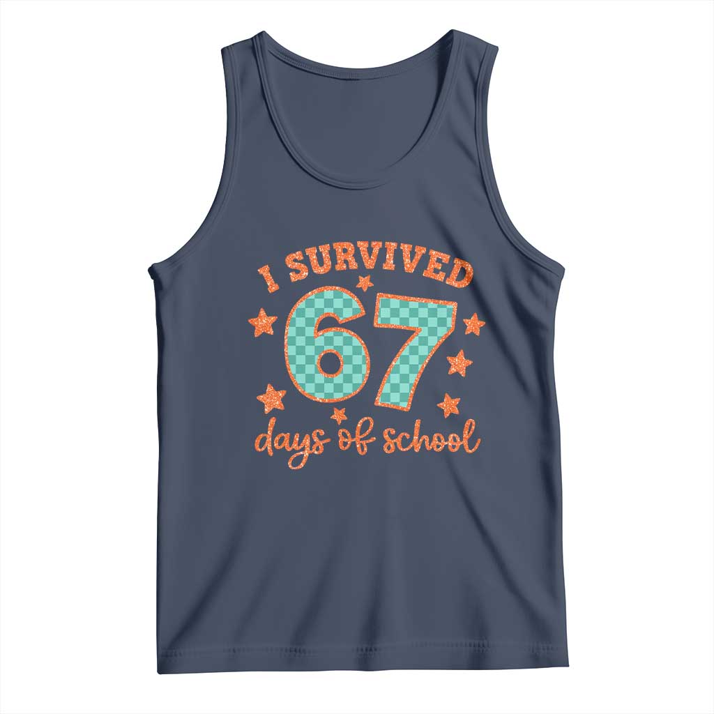 I Survived 67 Days Of School Tank Top Six Seven Meme Student Teacher Faux Glitter - Wonder Print Shop