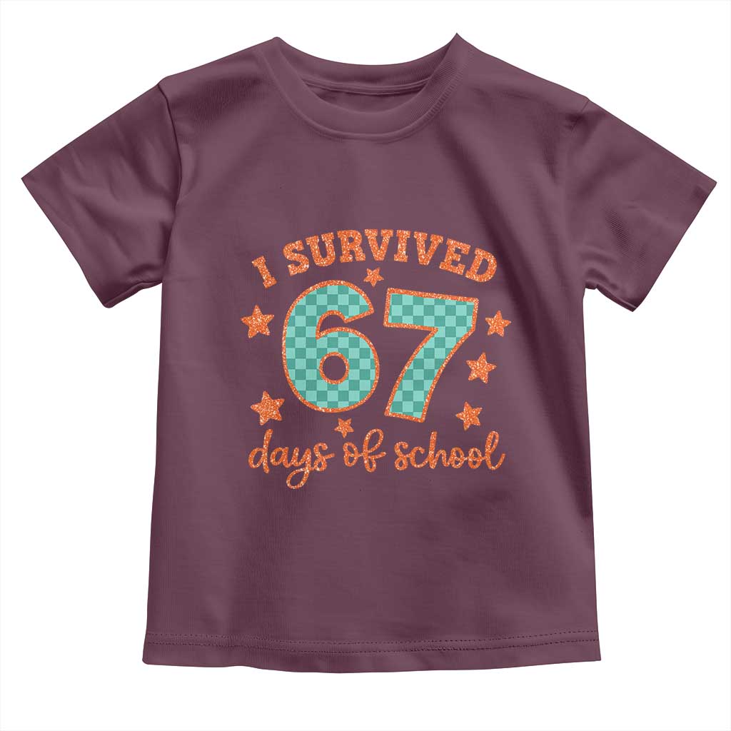 I Survived 67 Days Of School Toddler T Shirt Six Seven Meme Student Teacher Faux Glitter - Wonder Print Shop