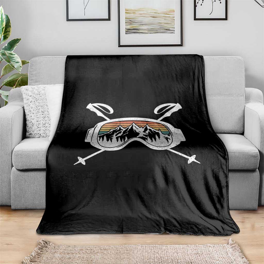 Ski Goggles Mountain Snow Skiing Retro Winter Vacation Throw Blanket - Wonder Print Shop