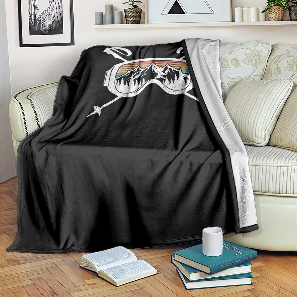Ski Goggles Mountain Snow Skiing Retro Winter Vacation Throw Blanket - Wonder Print Shop