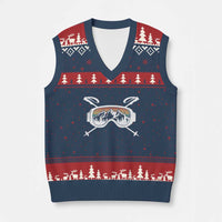 Ski Goggles Mountain Snow Skiing Retro Winter Vacation V-Neck Knit Sweater Vest - Wonder Print Shop