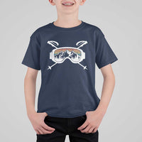 Ski Goggles Mountain Snow Skiing Retro Winter Vacation T Shirt For Kid - Wonder Print Shop
