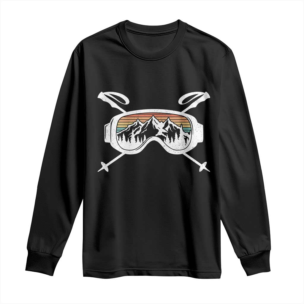 Ski Goggles Mountain Snow Skiing Retro Winter Vacation Long Sleeve Shirt - Wonder Print Shop