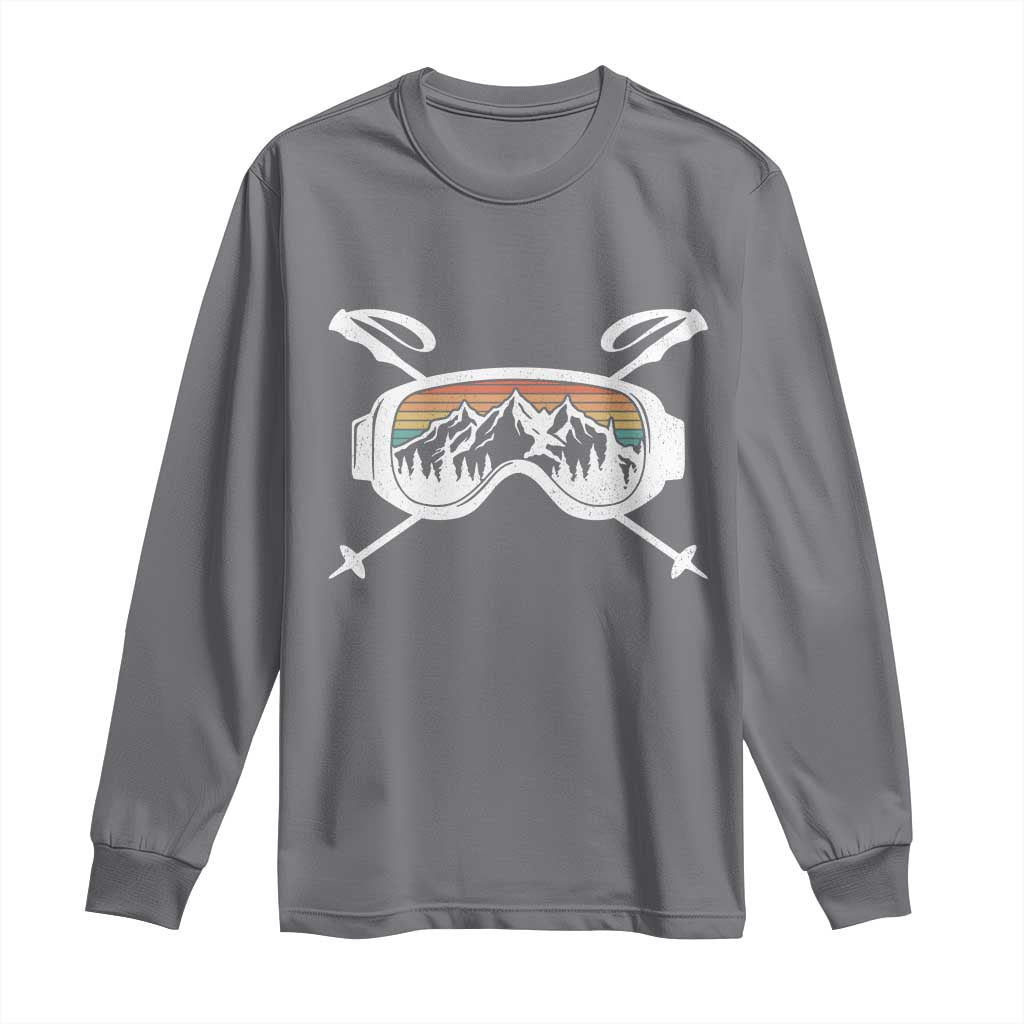 Ski Goggles Mountain Snow Skiing Retro Winter Vacation Long Sleeve Shirt - Wonder Print Shop