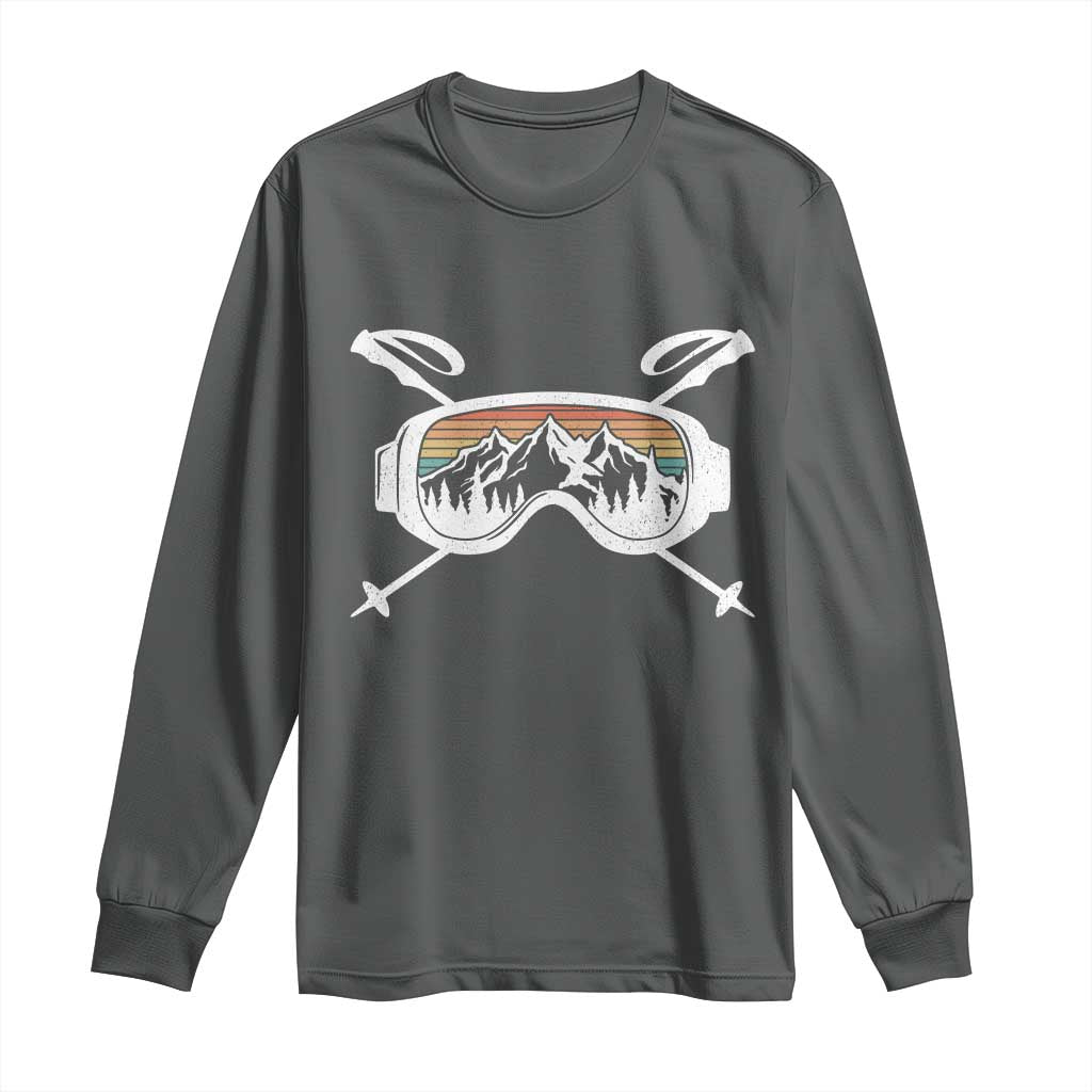 Ski Goggles Mountain Snow Skiing Retro Winter Vacation Long Sleeve Shirt - Wonder Print Shop