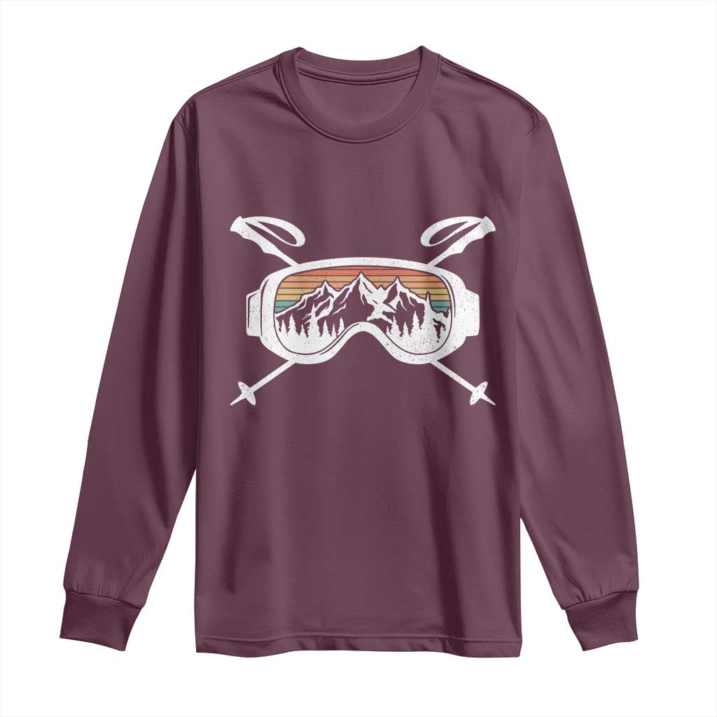 Ski Goggles Mountain Snow Skiing Retro Winter Vacation Long Sleeve Shirt - Wonder Print Shop