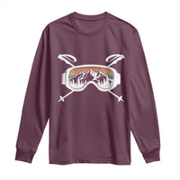 Ski Goggles Mountain Snow Skiing Retro Winter Vacation Long Sleeve Shirt - Wonder Print Shop