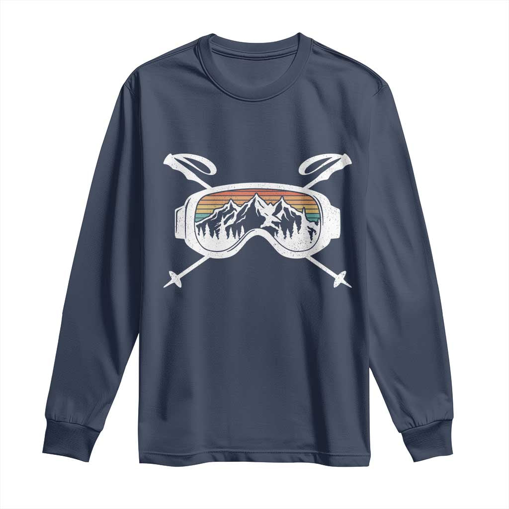 Ski Goggles Mountain Snow Skiing Retro Winter Vacation Long Sleeve Shirt - Wonder Print Shop
