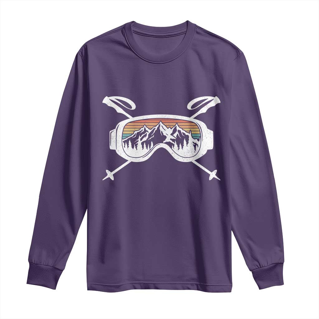 Ski Goggles Mountain Snow Skiing Retro Winter Vacation Long Sleeve Shirt - Wonder Print Shop