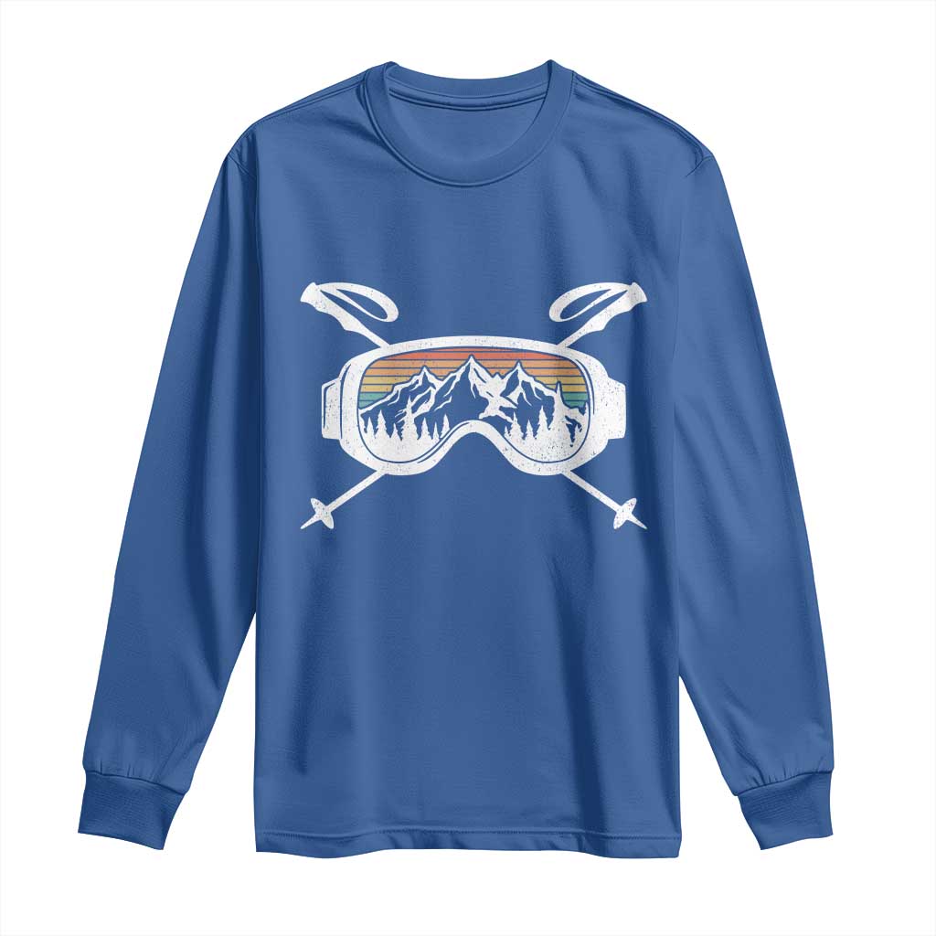 Ski Goggles Mountain Snow Skiing Retro Winter Vacation Long Sleeve Shirt - Wonder Print Shop