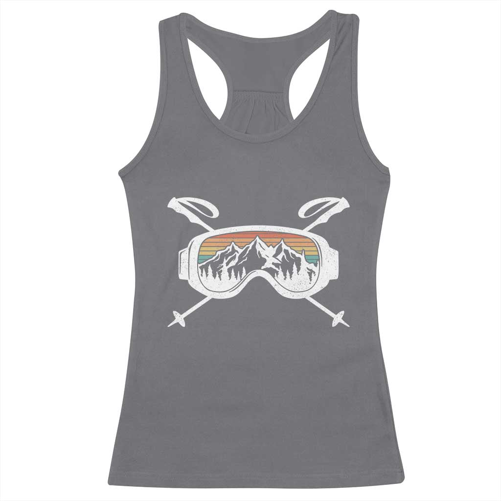 Ski Goggles Mountain Snow Skiing Retro Winter Vacation Racerback Tank Top - Wonder Print Shop