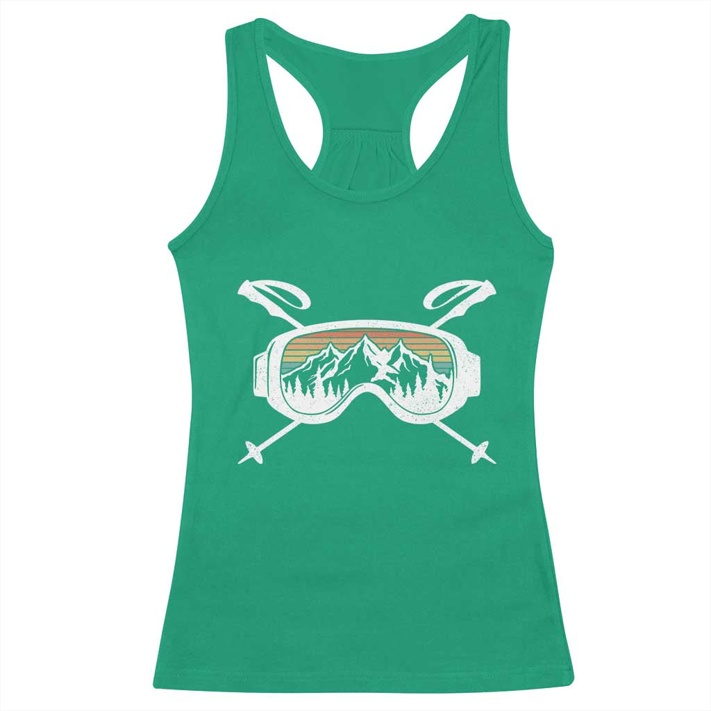 Ski Goggles Mountain Snow Skiing Retro Winter Vacation Racerback Tank Top - Wonder Print Shop