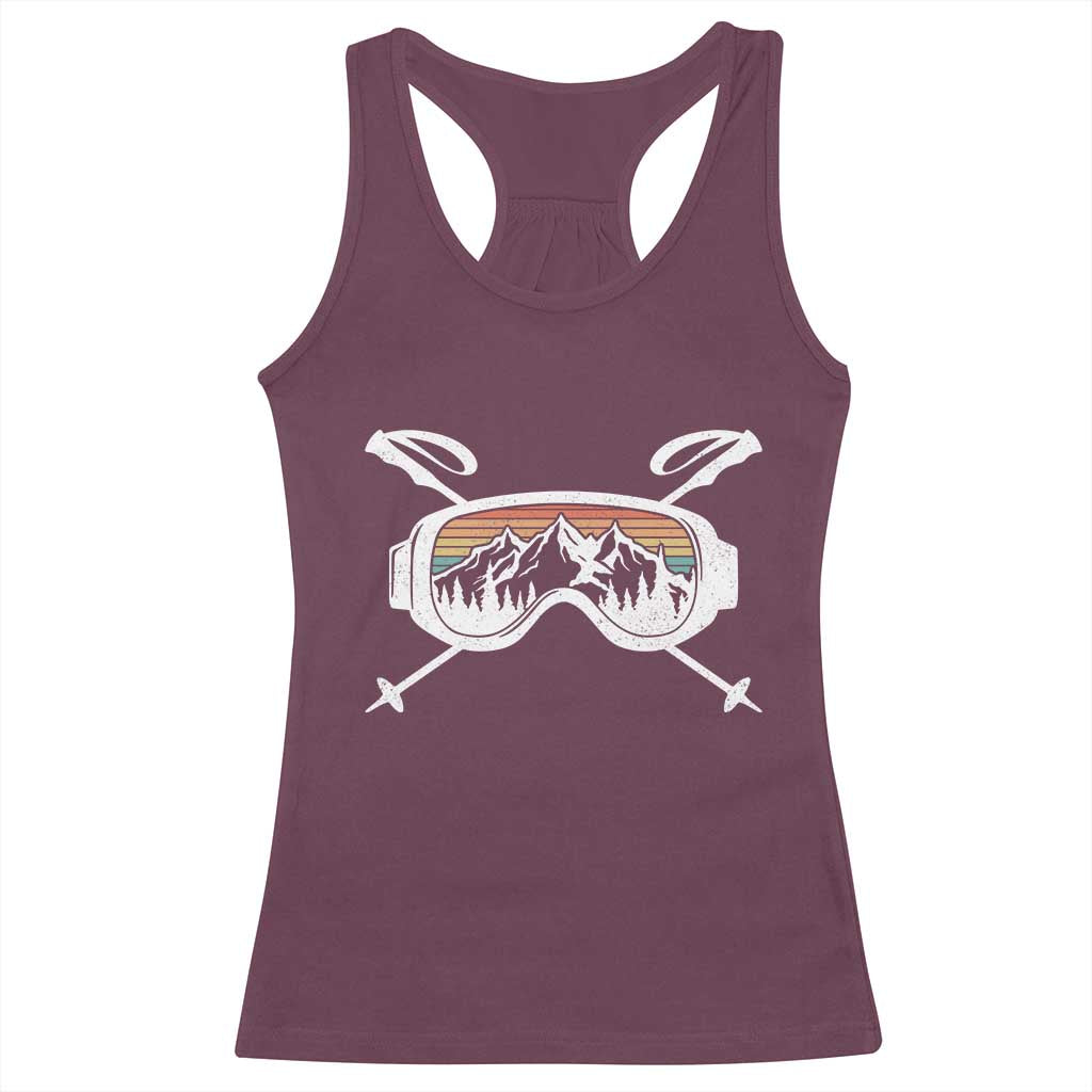 Ski Goggles Mountain Snow Skiing Retro Winter Vacation Racerback Tank Top - Wonder Print Shop