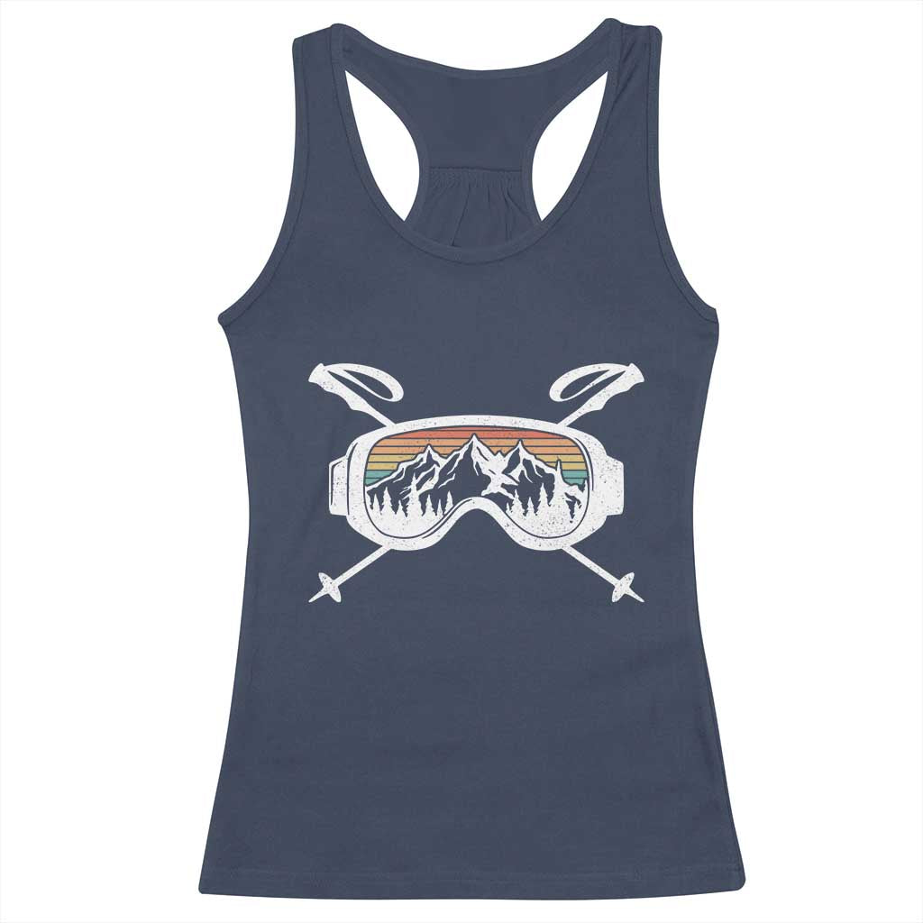 Ski Goggles Mountain Snow Skiing Retro Winter Vacation Racerback Tank Top - Wonder Print Shop