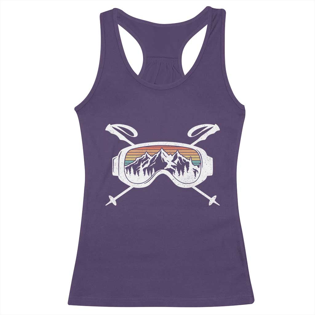 Ski Goggles Mountain Snow Skiing Retro Winter Vacation Racerback Tank Top - Wonder Print Shop