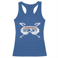 Ski Goggles Mountain Snow Skiing Retro Winter Vacation Racerback Tank Top - Wonder Print Shop