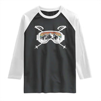 Ski Goggles Mountain Snow Skiing Retro Winter Vacation Raglan Shirt - Wonder Print Shop