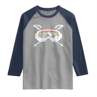 Ski Goggles Mountain Snow Skiing Retro Winter Vacation Raglan Shirt - Wonder Print Shop