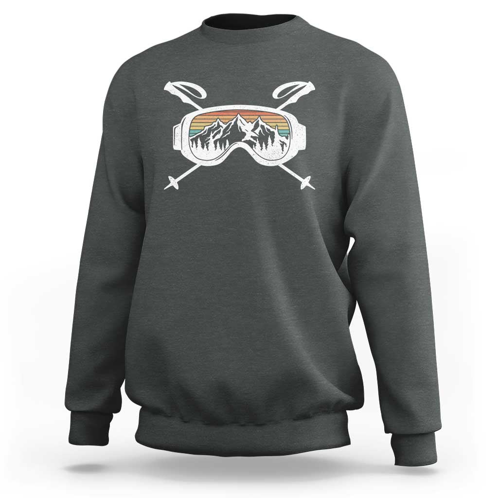 Ski Goggles Mountain Snow Skiing Retro Winter Vacation Sweatshirt - Wonder Print Shop