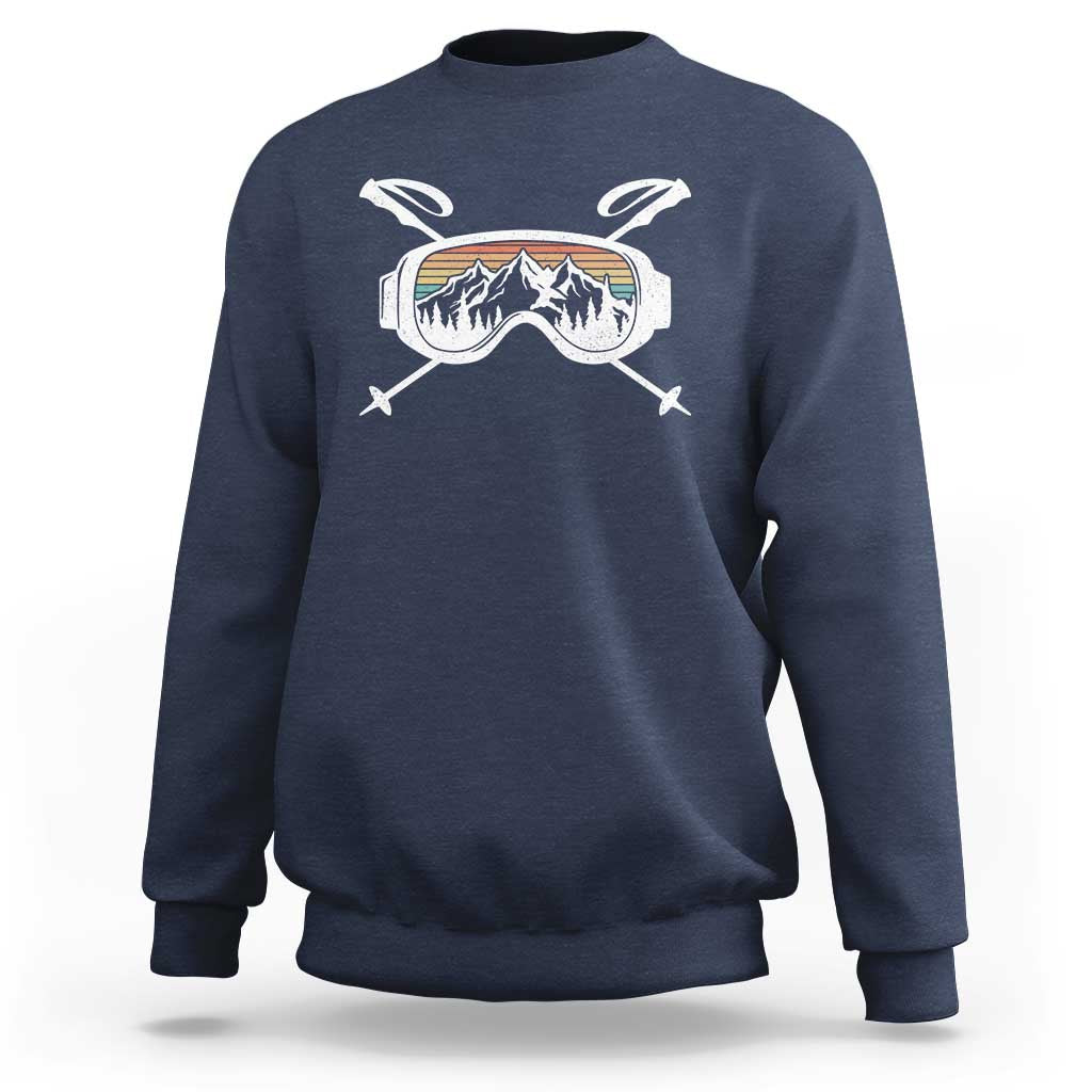 Ski Goggles Mountain Snow Skiing Retro Winter Vacation Sweatshirt - Wonder Print Shop