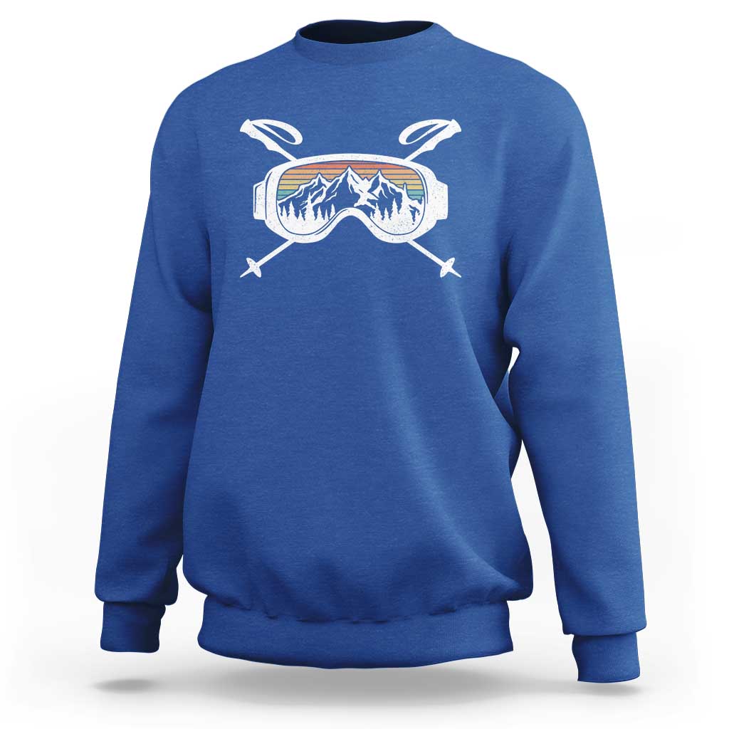 Ski Goggles Mountain Snow Skiing Retro Winter Vacation Sweatshirt - Wonder Print Shop