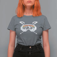 Ski Goggles Mountain Snow Skiing Retro Winter Vacation T Shirt For Women - Wonder Print Shop