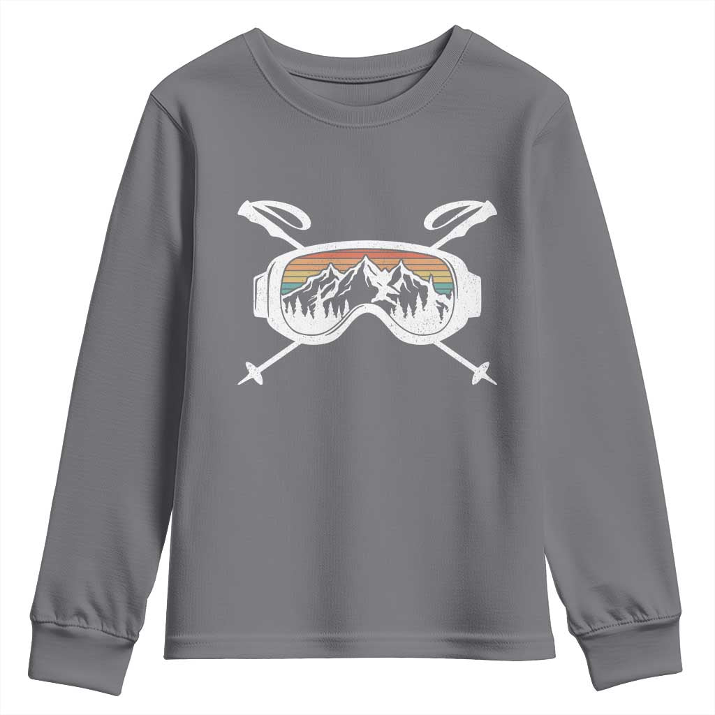 Ski Goggles Mountain Snow Skiing Retro Winter Vacation Youth Sweatshirt - Wonder Print Shop