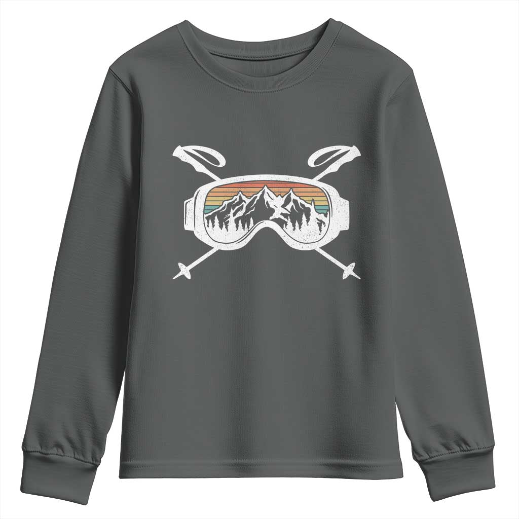 Ski Goggles Mountain Snow Skiing Retro Winter Vacation Youth Sweatshirt - Wonder Print Shop
