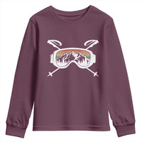 Ski Goggles Mountain Snow Skiing Retro Winter Vacation Youth Sweatshirt - Wonder Print Shop