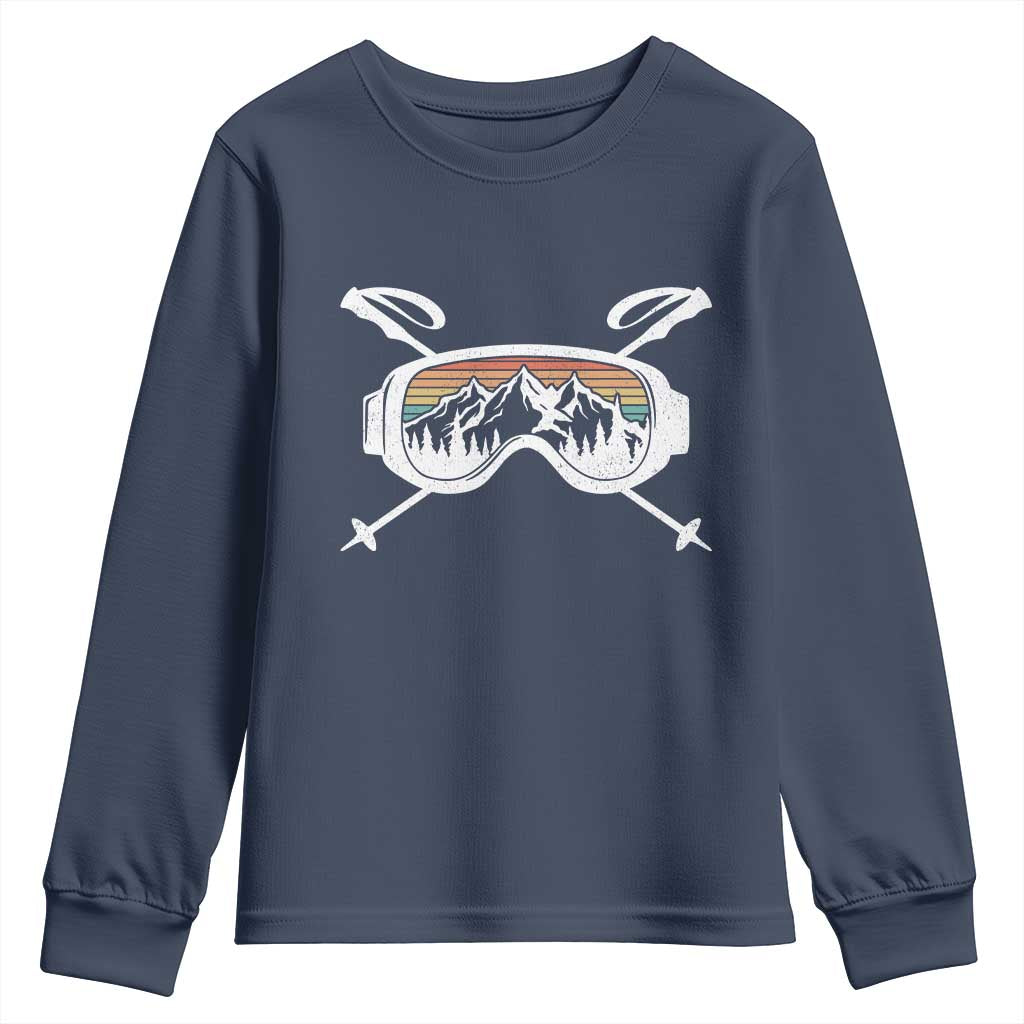 Ski Goggles Mountain Snow Skiing Retro Winter Vacation Youth Sweatshirt - Wonder Print Shop