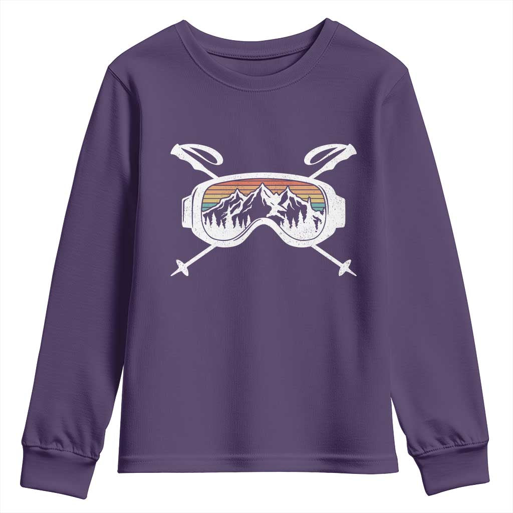 Ski Goggles Mountain Snow Skiing Retro Winter Vacation Youth Sweatshirt - Wonder Print Shop