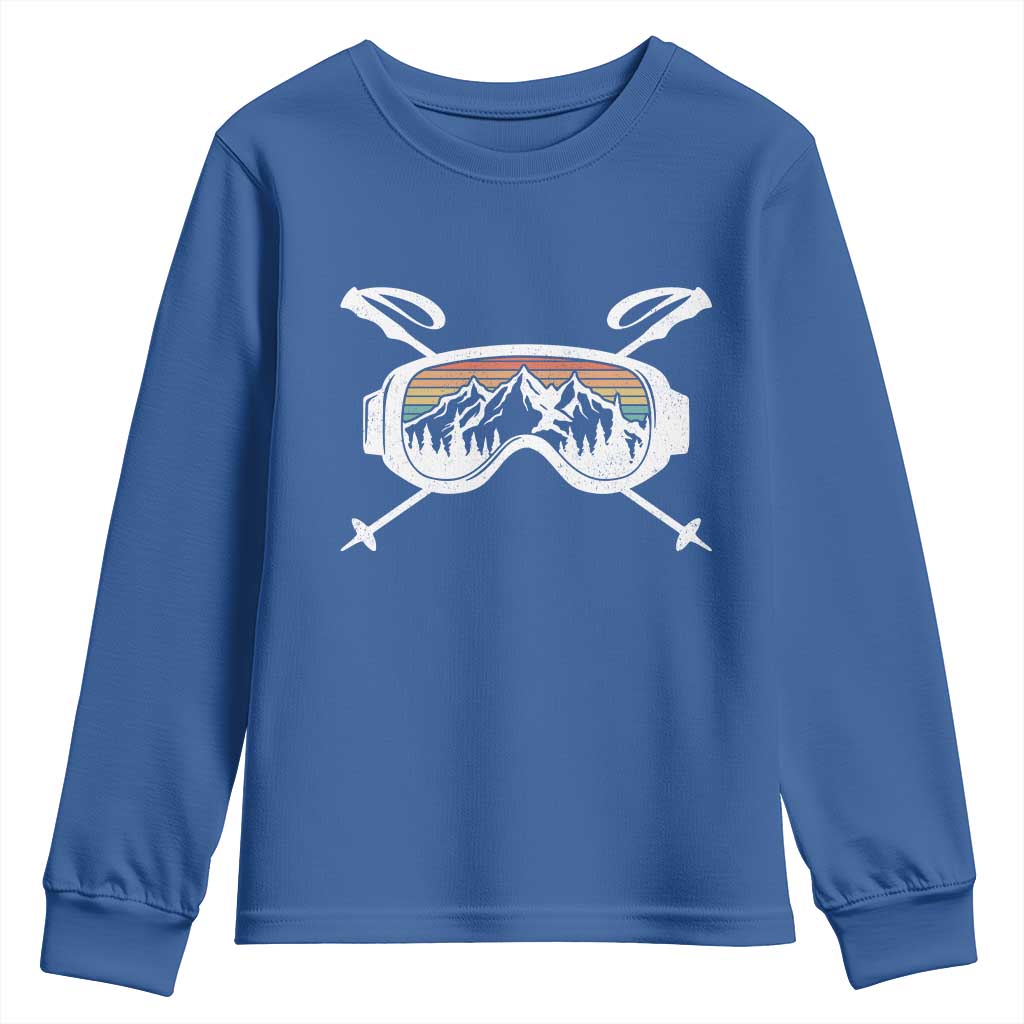 Ski Goggles Mountain Snow Skiing Retro Winter Vacation Youth Sweatshirt - Wonder Print Shop