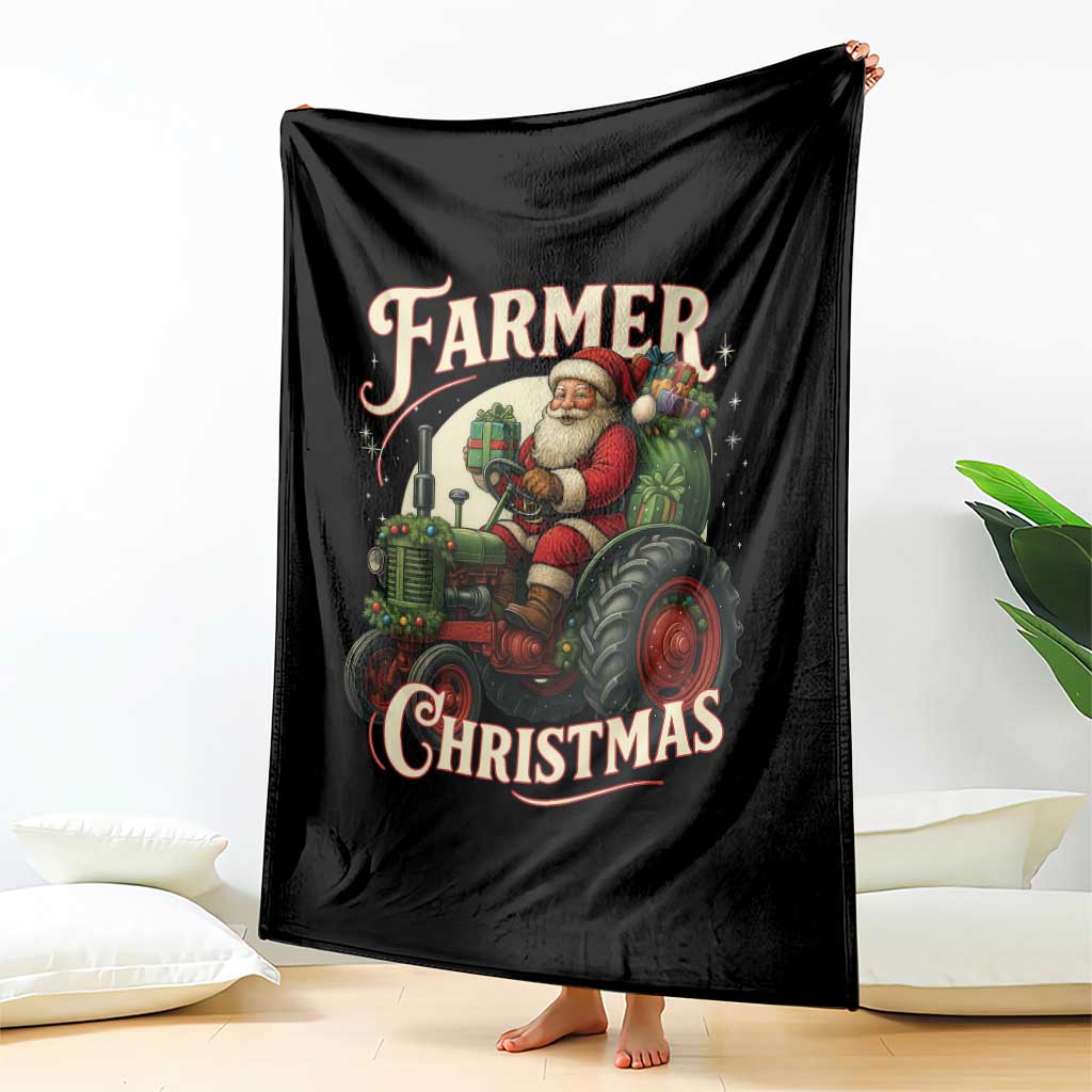 Funny Farmer Christmas Xmas Santa Farm Tractor Throw Blanket - Wonder Print Shop
