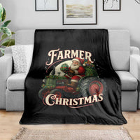 Funny Farmer Christmas Xmas Santa Farm Tractor Throw Blanket - Wonder Print Shop
