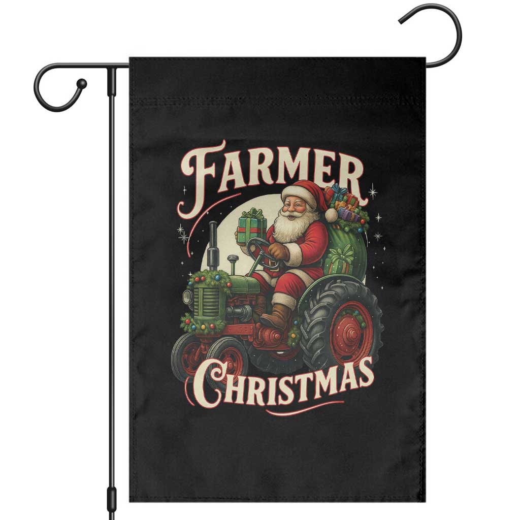 Funny Farmer Christmas Xmas Santa Farm Tractor Garden Flag - Wonder Print Shop