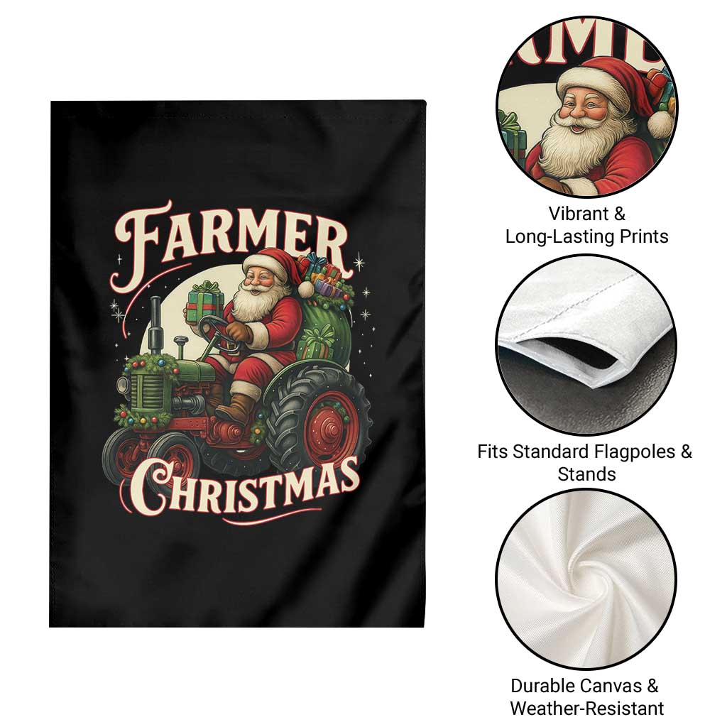Funny Farmer Christmas Xmas Santa Farm Tractor Garden Flag - Wonder Print Shop